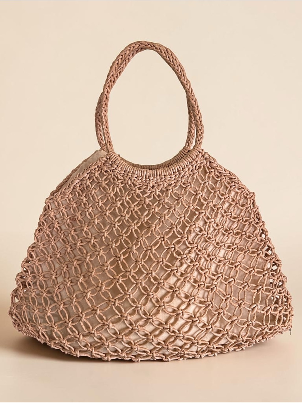 Vintage Ratton Beach Bag with Braided Handles
